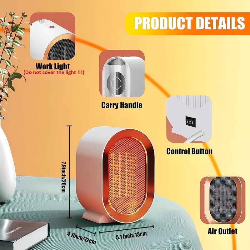 Egypt Hub | Happy Home 1200W Ceramic Blower Heater | Silent Electric Heater | Tilt Protection | 2 Heating Modes | Green - Image 4