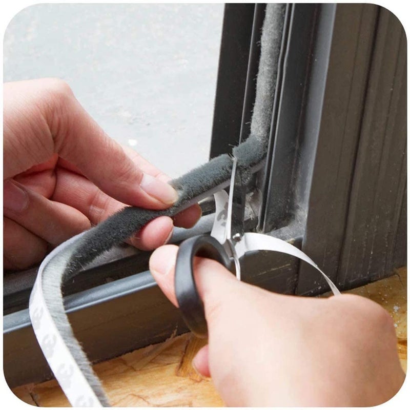 Jorex Mart Jorex Mart Weather Stripping Brush for Sliding Windows Doors Frame SidePile Self Adhesive Weatherstrip Seal Strip Sealer Draft Stoppers 165ft 5m  - Image 2