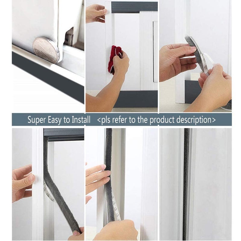 Jorex Mart Jorex Mart Weather Stripping Brush for Sliding Windows Doors Frame SidePile Self Adhesive Weatherstrip Seal Strip Sealer Draft Stoppers 165ft 5m  - Image 4