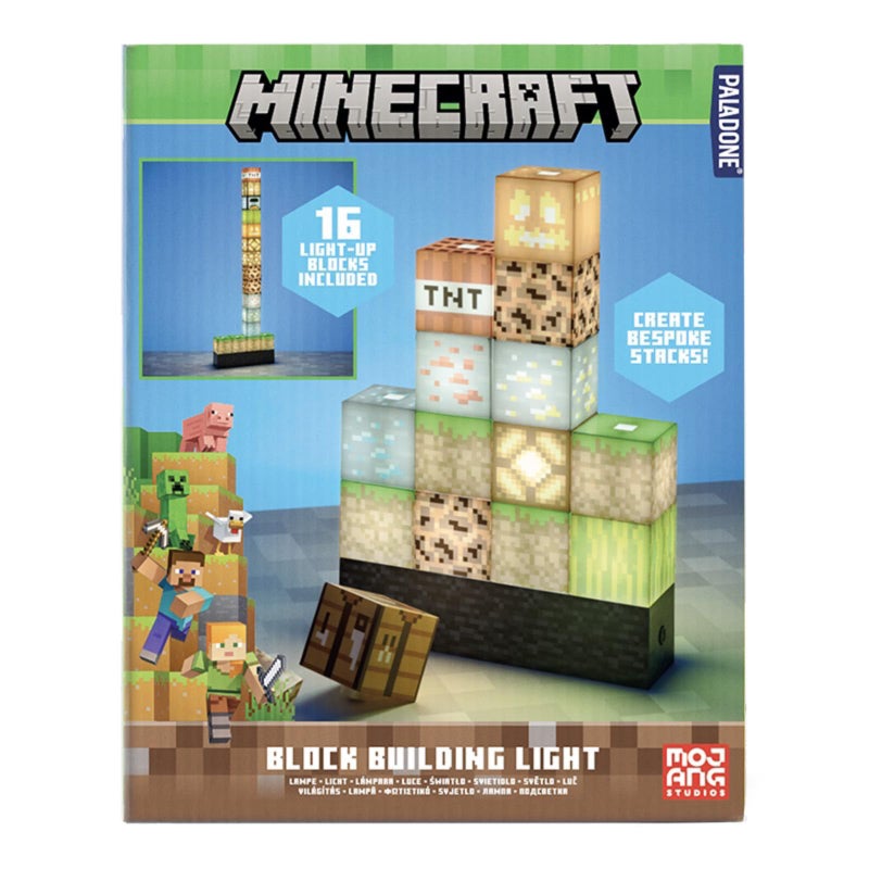 Paladone Minecraft Building Block Night Light - Officially Licensed LED Lamp for Boys’ Bedrooms, Gaming Decor & Gifts - Fun Minecraft Room Accessory - Image 1
