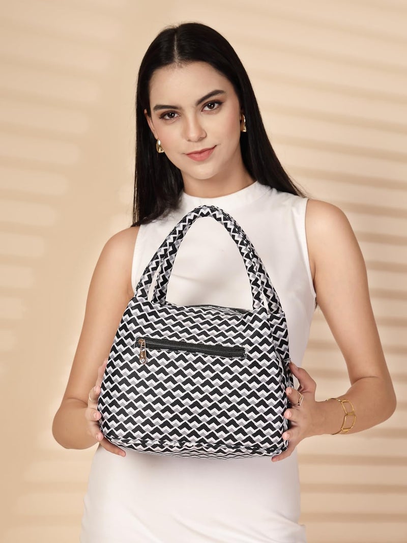 ENSAC Fabric Hand Lunchbag For Women | Trendy Shoulder Bag for Daily Use | Lightweight, Spacious & Stylish Lunch bag for Office, Shopping, & Travel Use - Image 3