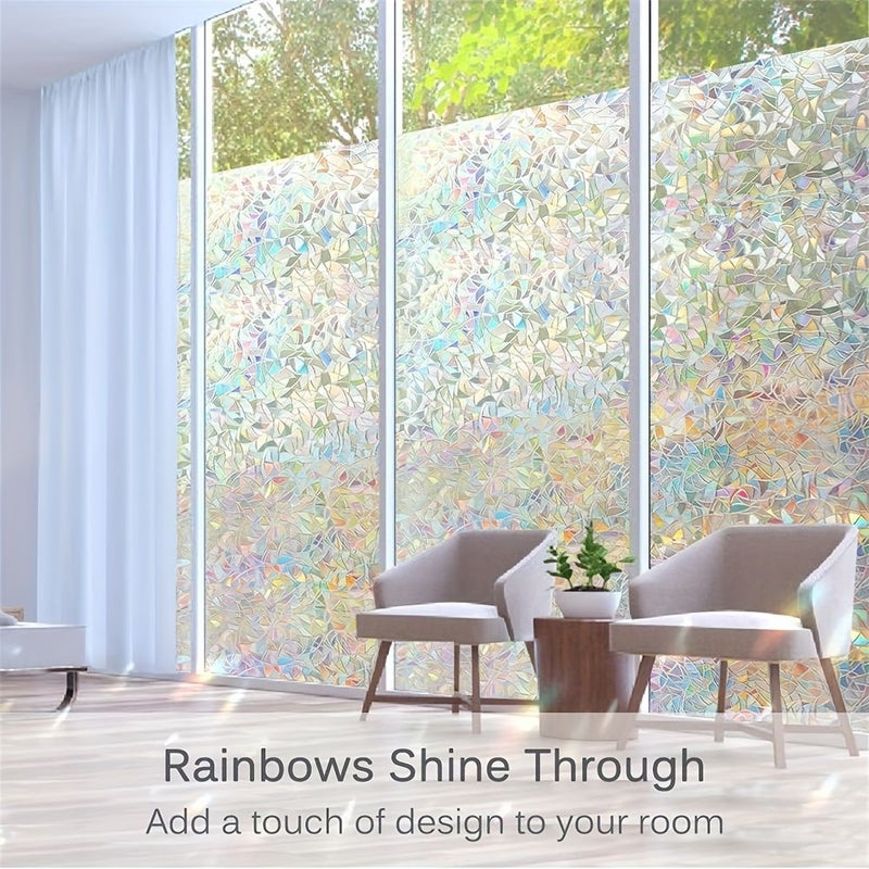 1 Roll Electrostatic Glue-Free Glass Sticker Iridescent Film Crescent Balcony Bathroom Office Privacy Window Film 35.43 Inch By 78.74 Inch Extra Thick Electrostatic PVC - Image 4