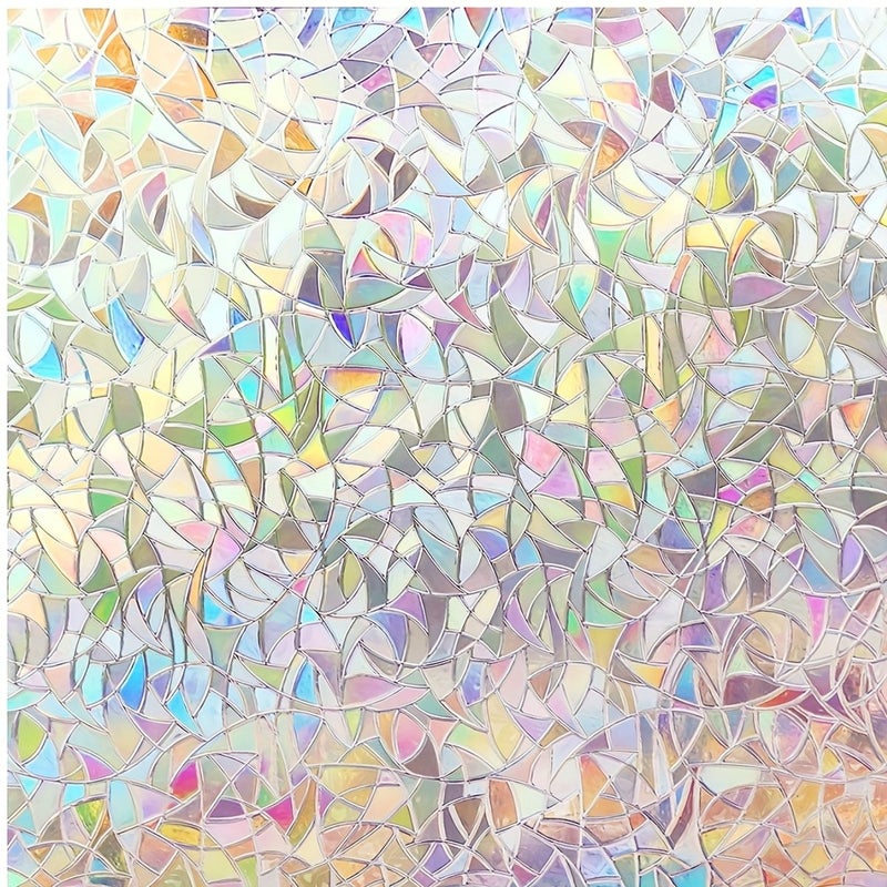 1 Roll Electrostatic Glue-Free Glass Sticker Iridescent Film Crescent Balcony Bathroom Office Privacy Window Film 35.43 Inch By 78.74 Inch Extra Thick Electrostatic PVC - Image 1