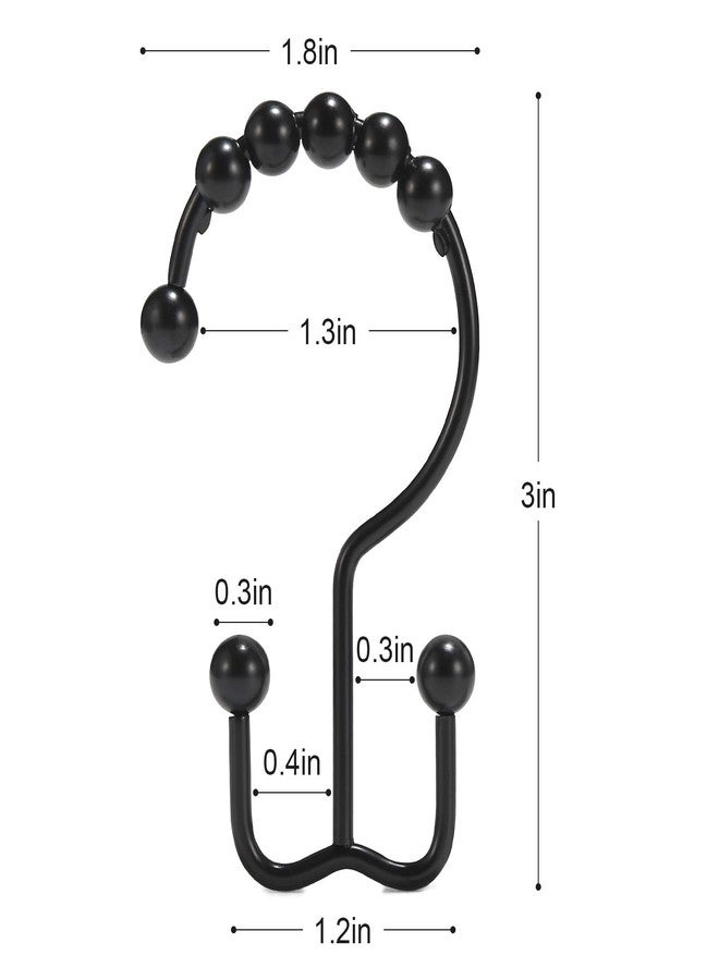 Goowin Shower Curtain Hooks, Goowin Shower Curtain Rings, Stainless Steel Black Shower Curtain Hooks, Shower Curtain Rings Rust Proof, Free Sliding Double Shower Hooks for Shower Curtain & Liners (Black) - Image 3