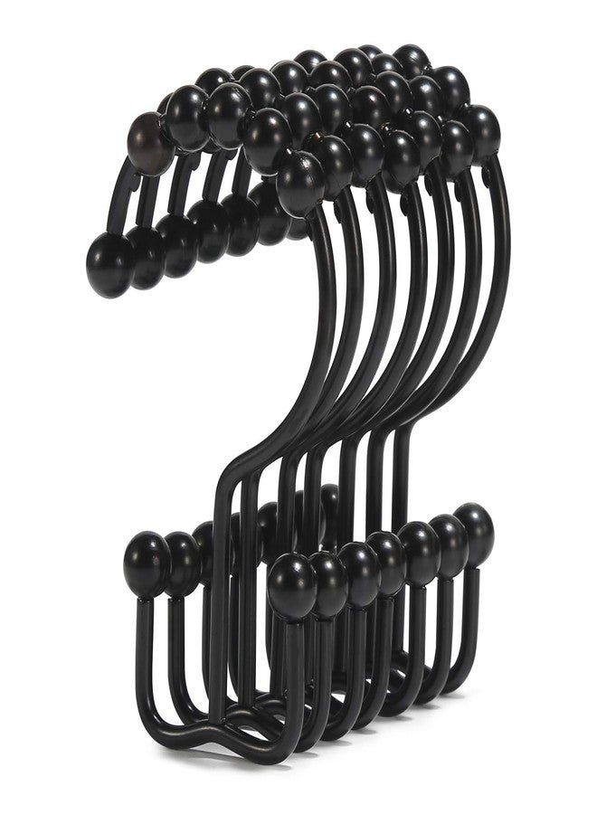 Goowin Shower Curtain Hooks, Goowin Shower Curtain Rings, Stainless Steel Black Shower Curtain Hooks, Shower Curtain Rings Rust Proof, Free Sliding Double Shower Hooks for Shower Curtain & Liners (Black) - Image 1