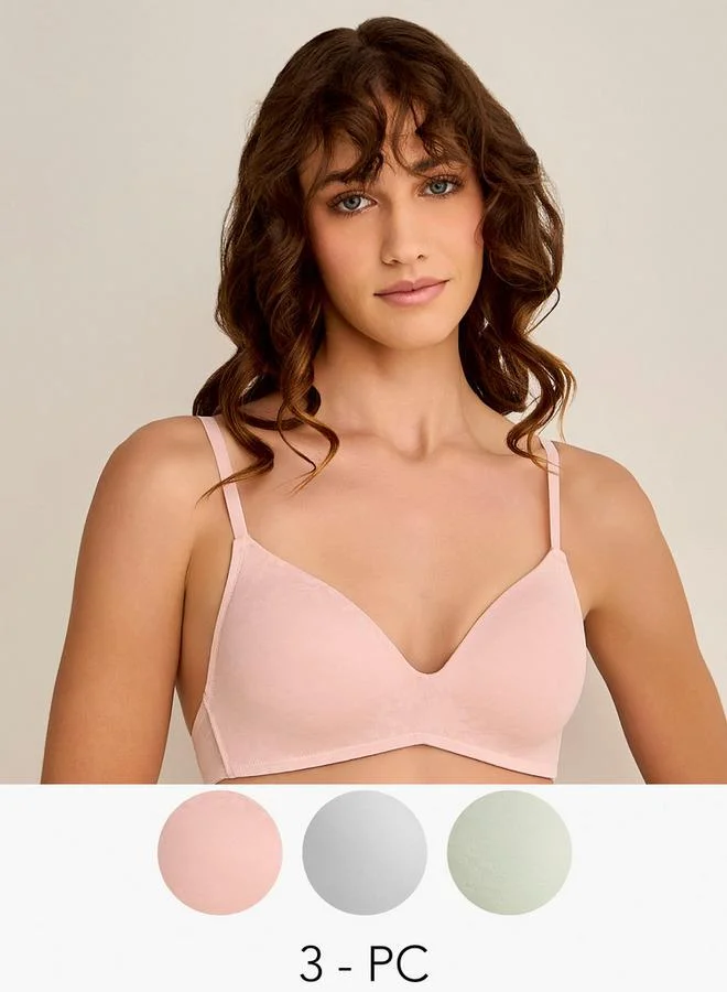 سبلاش فيڤ طقم حمالات صدر دانتيل زهري بدون خياطة ثلاث قطع