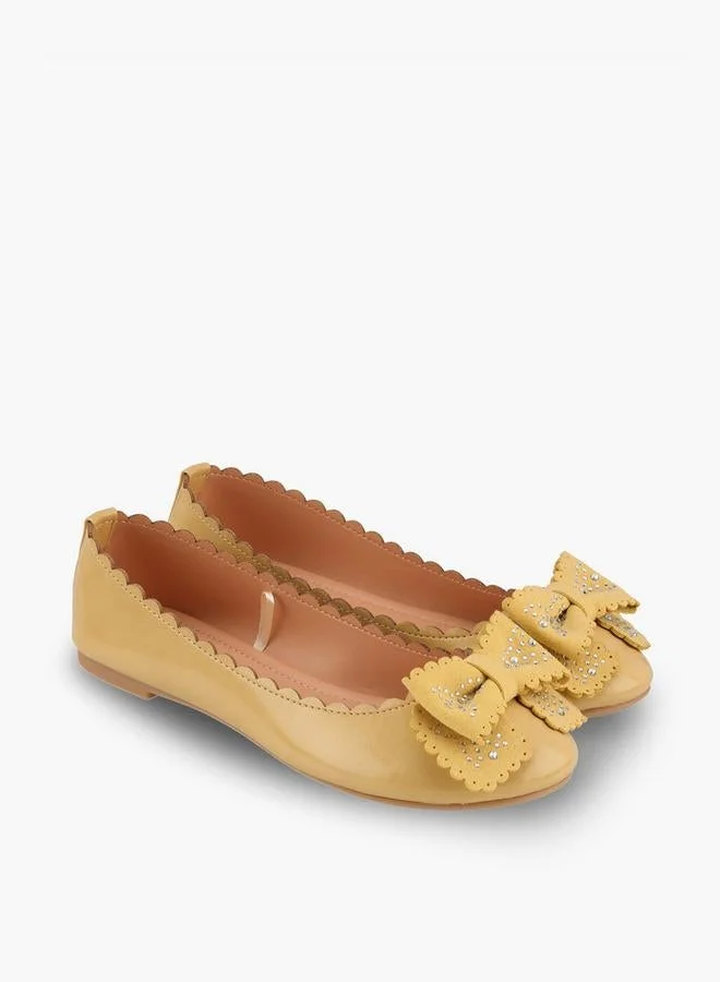 Flora Bella By Shoexpress YELLOW Girls Embellished Bow Ballerina Shoes for Women | Best Price UAE