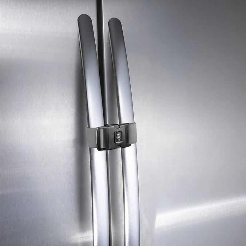 Fresheracc Fridge Freezer Refrigerator Cabinet Lock Latch, (2 Packs) Adjustable French Door Guard for Toddlers Children Kids Special Needs, No Drill No Screw No Adhesive (2 Packs Grey) - Image 1