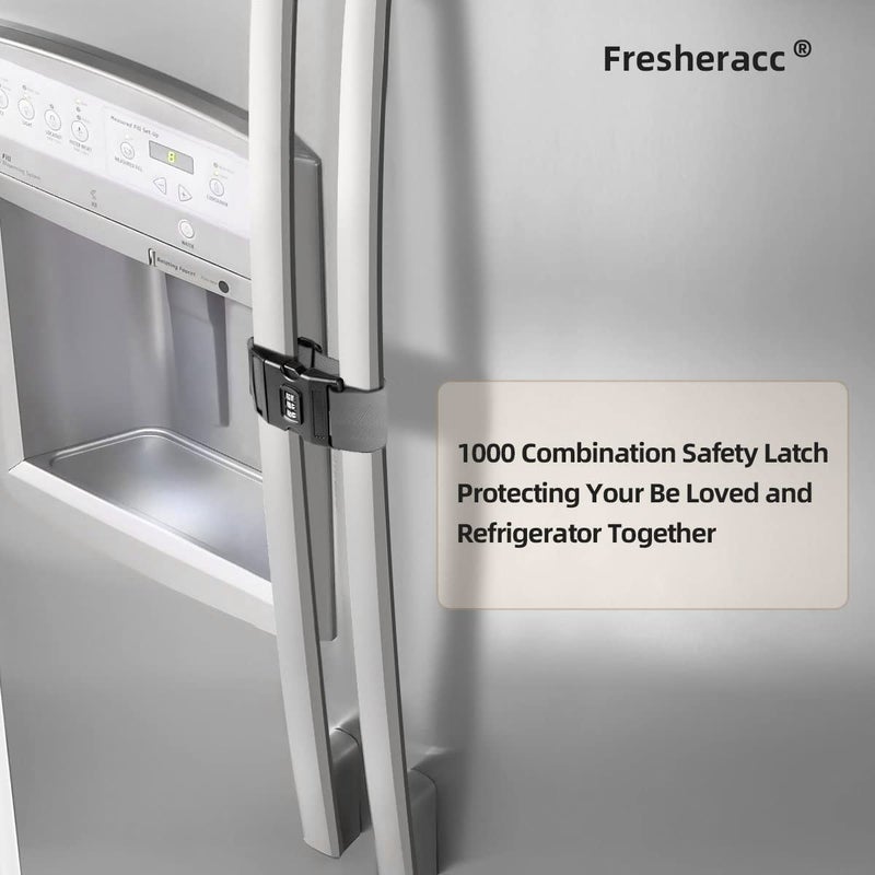 Fresheracc Fridge Freezer Refrigerator Cabinet Lock Latch, (2 Packs) Adjustable French Door Guard for Toddlers Children Kids Special Needs, No Drill No Screw No Adhesive (2 Packs Grey) - Image 3