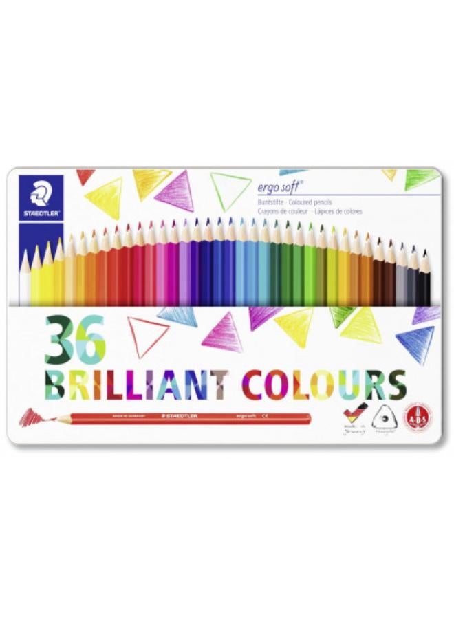 STAEDTLER Pack Of 36 Ergosoft Triangular Colouring Pencils 
