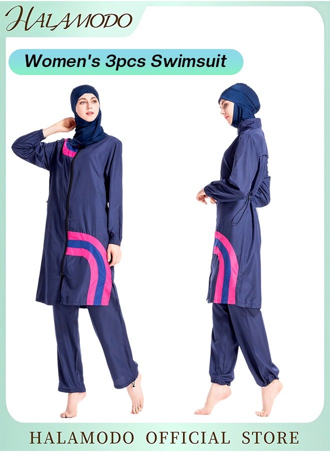 Women's 3pcs Swimsuit Full Coverage Swimwear Beachwear Swimming Suit of Islamic Long Sleeve Oversize Coat & Drawstring Swim Pants & Swimming Cap for Modest Islamic Hijab Ladies - pzsku/ZA95FEEA92E134A56144FZ/45/_/1733746989/ae5cb594-1269-404e-8010-55ec7c897e01