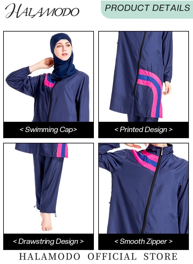 Women's 3pcs Swimsuit Full Coverage Swimwear Beachwear Swimming Suit of Islamic Long Sleeve Oversize Coat & Drawstring Swim Pants & Swimming Cap for Modest Islamic Hijab Ladies - pzsku/ZA95FEEA92E134A56144FZ/45/_/1733747081/e5144024-a053-4e9e-852b-7b9f742ba04a