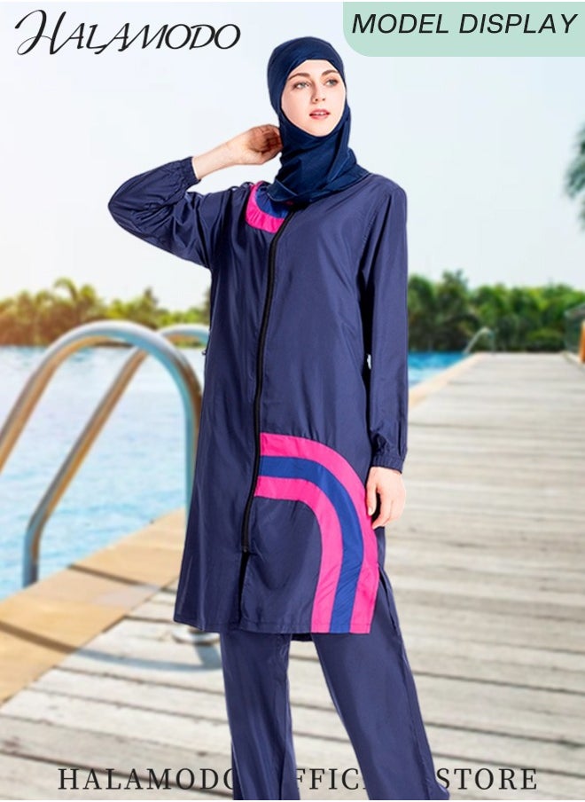 Women's 3pcs Swimsuit Full Coverage Swimwear Beachwear Swimming Suit of Islamic Long Sleeve Oversize Coat & Drawstring Swim Pants & Swimming Cap for Modest Islamic Hijab Ladies - pzsku/ZA95FEEA92E134A56144FZ/45/_/1733747082/fe311cd8-1b7f-4b6a-95bf-ed88dffdee08