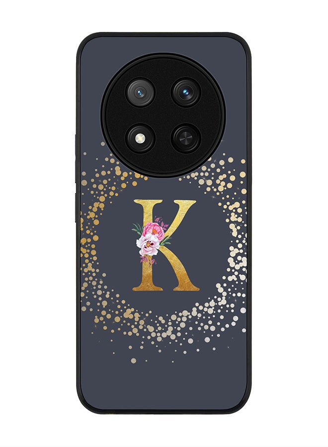 Stylizedd For Honor X9c / Honor Magic7 Lite 5G Case,Slim fit Camera Protection, Shockproof Thin Phone cover  - Custom Monogram Floral - K  (Grey ) - Image 1