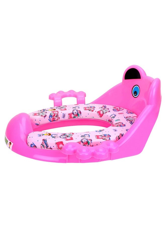 FLIPZON - Premium Baby Cushioned Potty Seat With Easy Grip Handles And Comfortable Seat / Toilet Seat With Handle For Kids / Suitable For Baby Boy/Girl (Pink), Plastic - Image 1