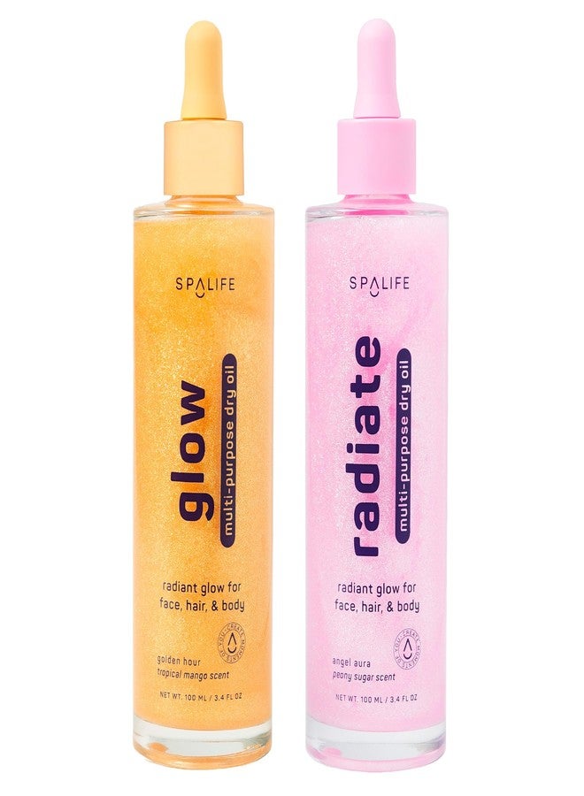SpaLife Beauty Radiate & Glow Shimmer Oil Bundle – Dry Oil Duo with Subtle & Noticeable Shimmer – Mango & Peony Scents – Hydrating, Lightweight Moisture - Image 1