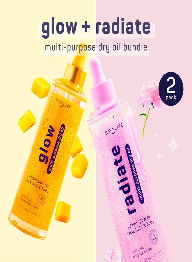 SpaLife Beauty Radiate & Glow Shimmer Oil Bundle – Dry Oil Duo with Subtle & Noticeable Shimmer – Mango & Peony Scents – Hydrating, Lightweight Moisture - Image 2