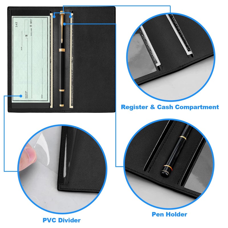 CASMONAL Premium Leather Checkbook Cover for Men and Women Checkbook Holder Wallet RFID Blocking - Image 3