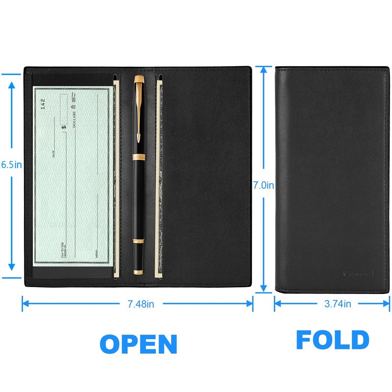 CASMONAL Premium Leather Checkbook Cover for Men and Women Checkbook Holder Wallet RFID Blocking - Image 4