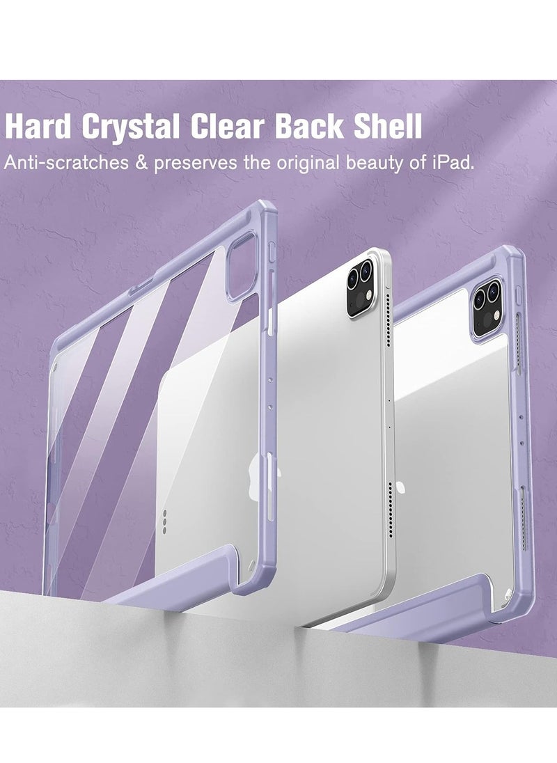 Generic Hybrid Case Compatible with iPad Pro 11 Inch (2022/2021/2020/2018, 4th/3rd/2nd/1st Generation) - Ultra Slim Shockproof Clear Cover w/Pencil Holder, Auto Wake/Sleep(Purple)  - Image 5