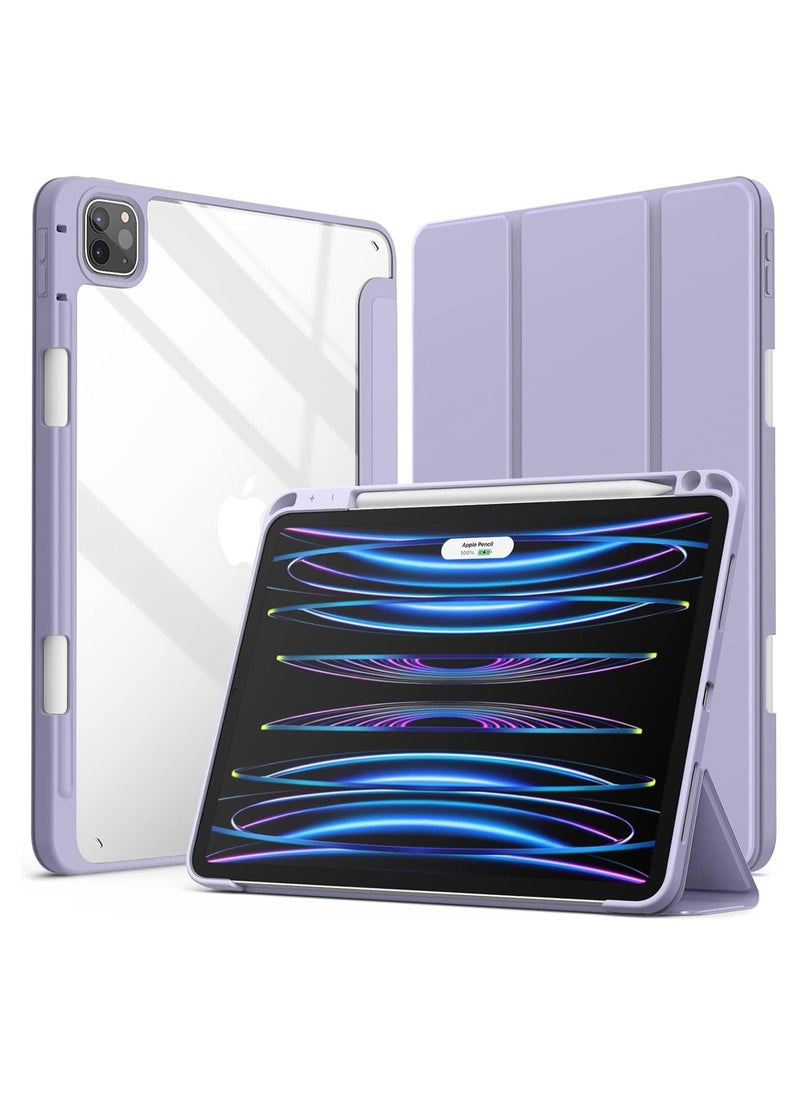 Generic Hybrid Case Compatible with iPad Pro 11 Inch (2022/2021/2020/2018, 4th/3rd/2nd/1st Generation) - Ultra Slim Shockproof Clear Cover w/Pencil Holder, Auto Wake/Sleep(Purple)  - Image 1