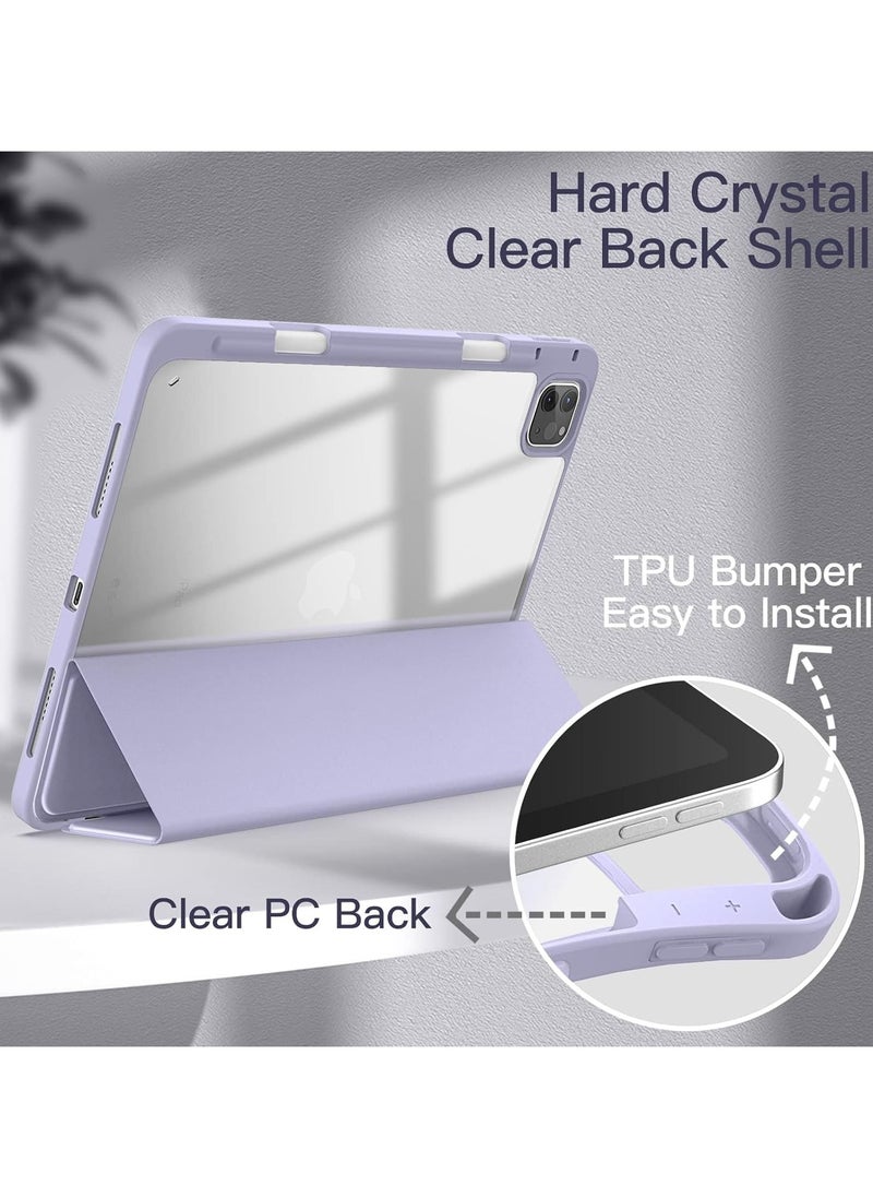 Generic Hybrid Case Compatible with iPad Pro 11 Inch (2022/2021/2020/2018, 4th/3rd/2nd/1st Generation) - Ultra Slim Shockproof Clear Cover w/Pencil Holder, Auto Wake/Sleep(Purple)  - Image 2
