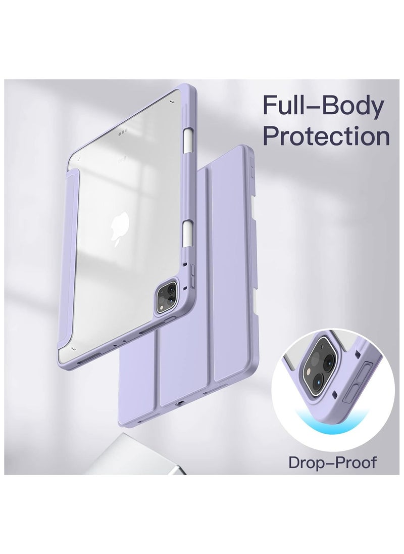 Generic Hybrid Case Compatible with iPad Pro 11 Inch (2022/2021/2020/2018, 4th/3rd/2nd/1st Generation) - Ultra Slim Shockproof Clear Cover w/Pencil Holder, Auto Wake/Sleep(Purple)  - Image 3