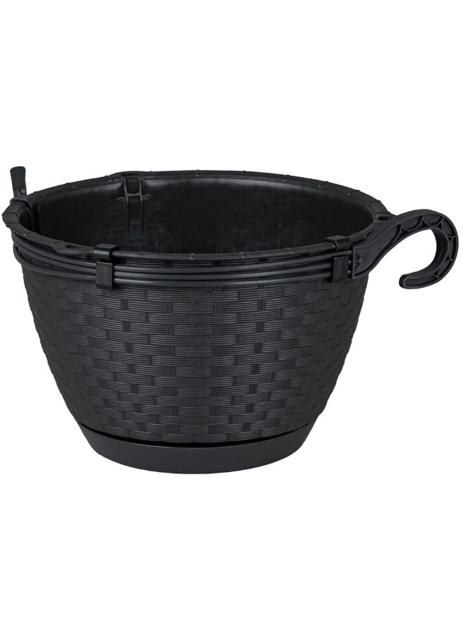 بروسبير بلاست وعاء زهور معلق بلاستيك دائري، أنثراسيت، 4.85 لتر DRLW240-S433 - Image 2