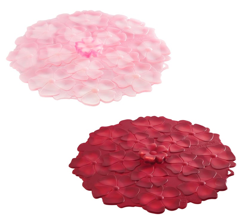 Charles Viancin - Set of 2 Geranium 4 Inch Silicone Drink Covers - Airtight Seal - Image 1