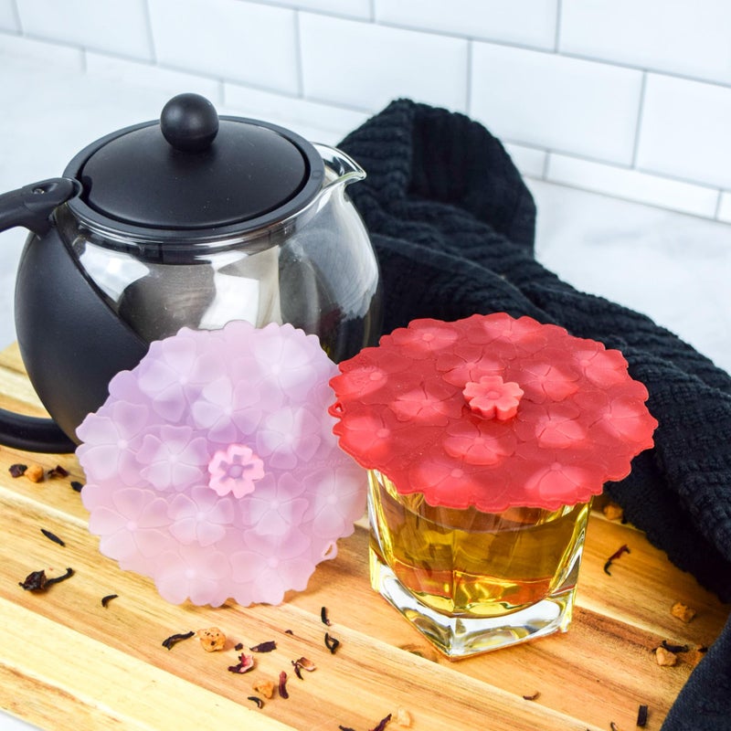 Charles Viancin - Set of 2 Geranium 4 Inch Silicone Drink Covers - Airtight Seal - Image 5