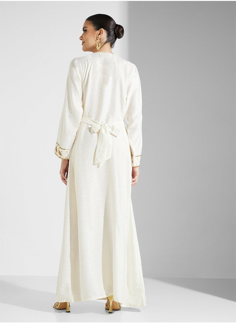ARABIAN CLOSET Embellished Belted Jalabiya  - Image 2