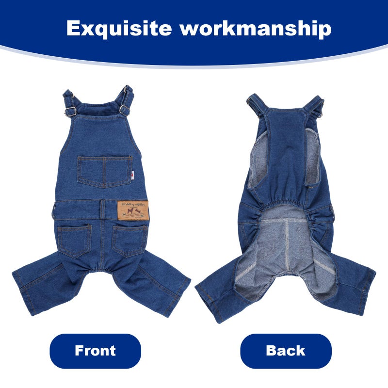 Rbenxia 1 Piece of Dog Denim Shirts Puppy Jean Jacket Sling Jumpsuit Costumes Pet Jean Overalls Dog Pants Outfits for Small Puppy Cat Pets (Blue, Small) - Image 3