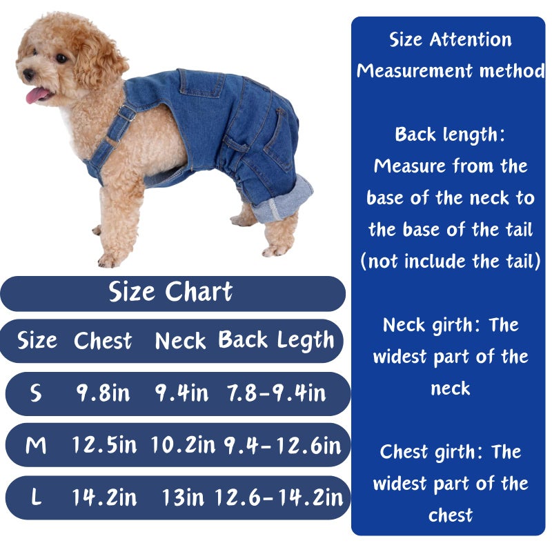 Rbenxia 1 Piece of Dog Denim Shirts Puppy Jean Jacket Sling Jumpsuit Costumes Pet Jean Overalls Dog Pants Outfits for Small Puppy Cat Pets (Blue, Small) - Image 2