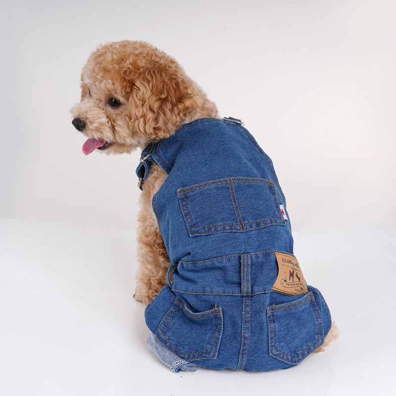 Rbenxia 1 Piece of Dog Denim Shirts Puppy Jean Jacket Sling Jumpsuit Costumes Pet Jean Overalls Dog Pants Outfits for Small Puppy Cat Pets (Blue, Small) - Image 4