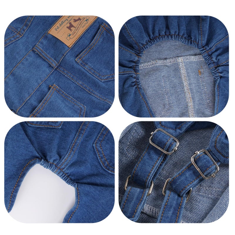 Rbenxia 1 Piece of Dog Denim Shirts Puppy Jean Jacket Sling Jumpsuit Costumes Pet Jean Overalls Dog Pants Outfits for Small Puppy Cat Pets (Blue, Small) - Image 5
