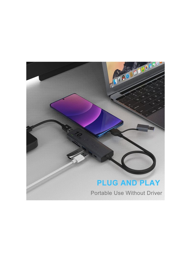 SYOSI - USB C USB HUB, USB A/USB C to USB A Adapter, USB 3.2 GEN 2 10G Speed, with 3 USB A Ports(10G) and UHS-II SD/TF Ports, USB C UHS-II SD Card Reader Compatible with SD/SDHC/SDXC/Micro SD - Image 1