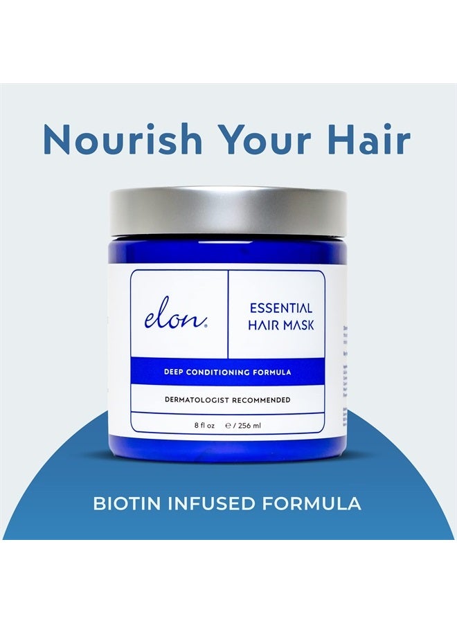 Elon قناع الشعر العميق من إيلون - أقنعة علاج الشعر بزبدة الشيا، البيوتين، زيت الأركان وزيت جوز الهند - قناع مرطب للشعر الجاف التالف لاستعادة اللمعان والنعومة (8 أونصات) - Image 2