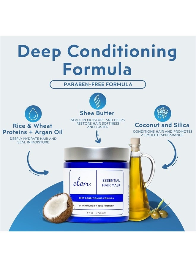 Elon قناع الشعر العميق من إيلون - أقنعة علاج الشعر بزبدة الشيا، البيوتين، زيت الأركان وزيت جوز الهند - قناع مرطب للشعر الجاف التالف لاستعادة اللمعان والنعومة (8 أونصات) - Image 3