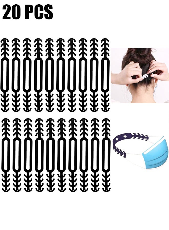 Ba Love 20 Pcs Mask Extension Strap Ear Strap Hook Adjustable Anti-Slip Ear Grips Band Extender Ear Protector for Girls,Women, Adults and Children (Black) - Image 1