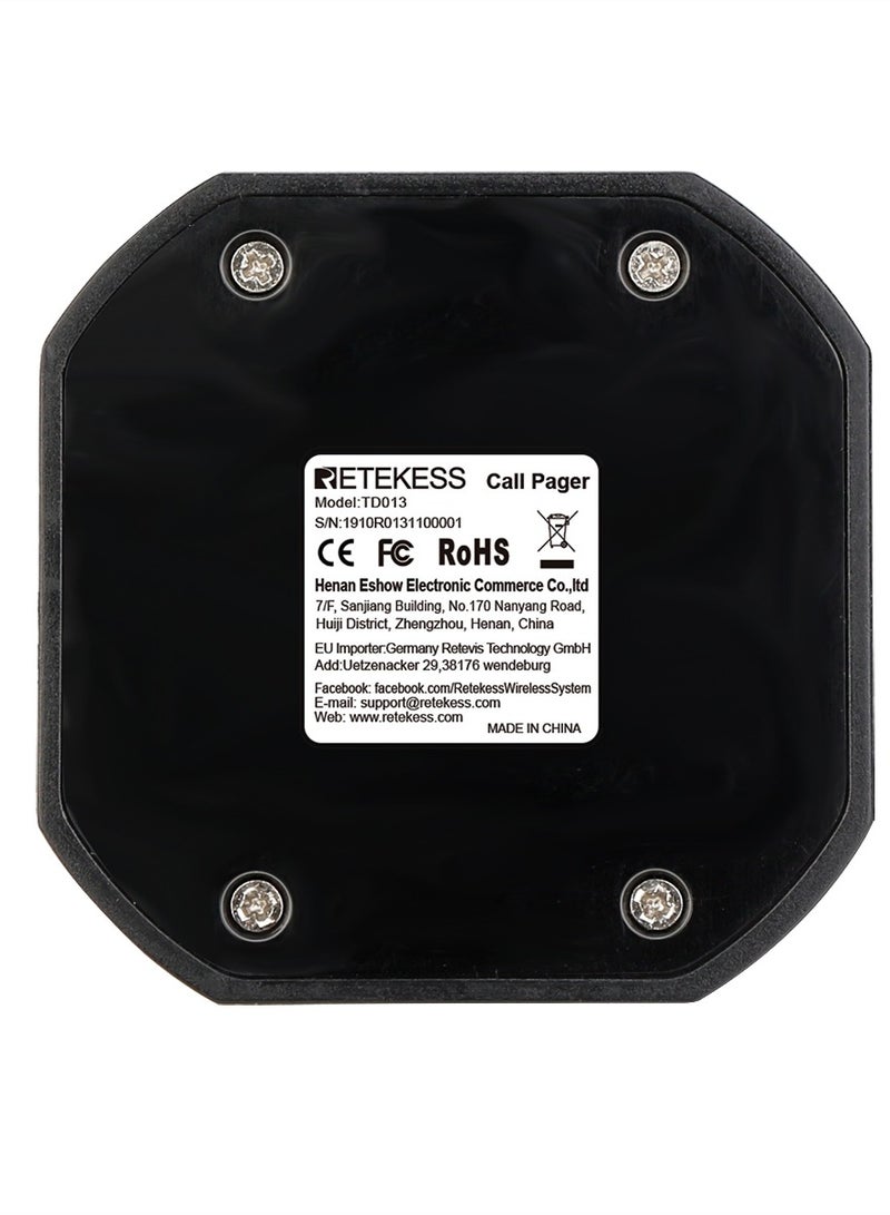 Retekess TD105  Display with 10 TD013 A wireless calling system for calling restaurants and cafes and requesting payment, with 10 pieces of a wireless call button for calling employees in restaurants and cafes and requesting payment. - Image 3