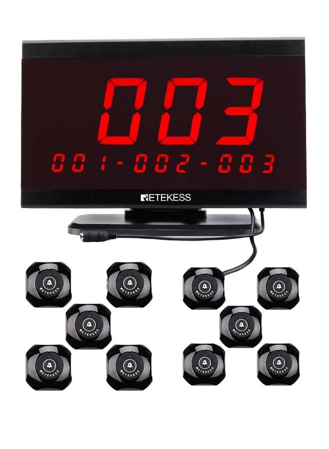 Retekess TD105  Display with 10 TD013 A wireless calling system for calling restaurants and cafes and requesting payment, with 10 pieces of a wireless call button for calling employees in restaurants and cafes and requesting payment. - Image 1