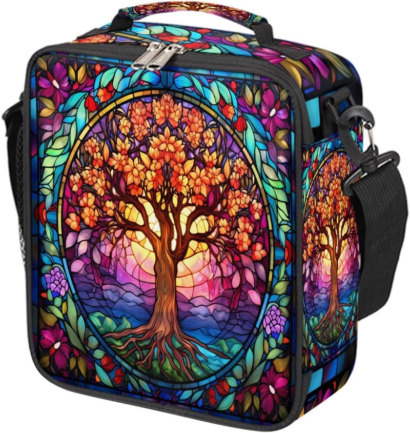 Kids Lunch Bag Insulated Lightweight Tree Of Life Color Glass Lunchbox For Girls Boys Back To School Gift Cooler Meal Tote Reusable Portable Leakproof Lunch Pail Meal Prep Box For School Travel - Image 1