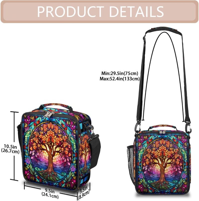 Kids Lunch Bag Insulated Lightweight Tree Of Life Color Glass Lunchbox For Girls Boys Back To School Gift Cooler Meal Tote Reusable Portable Leakproof Lunch Pail Meal Prep Box For School Travel - Image 3