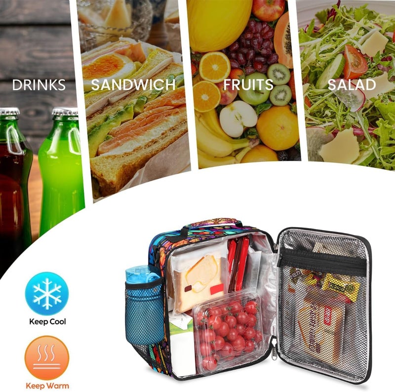 Kids Lunch Bag Insulated Lightweight Tree Of Life Color Glass Lunchbox For Girls Boys Back To School Gift Cooler Meal Tote Reusable Portable Leakproof Lunch Pail Meal Prep Box For School Travel - Image 4