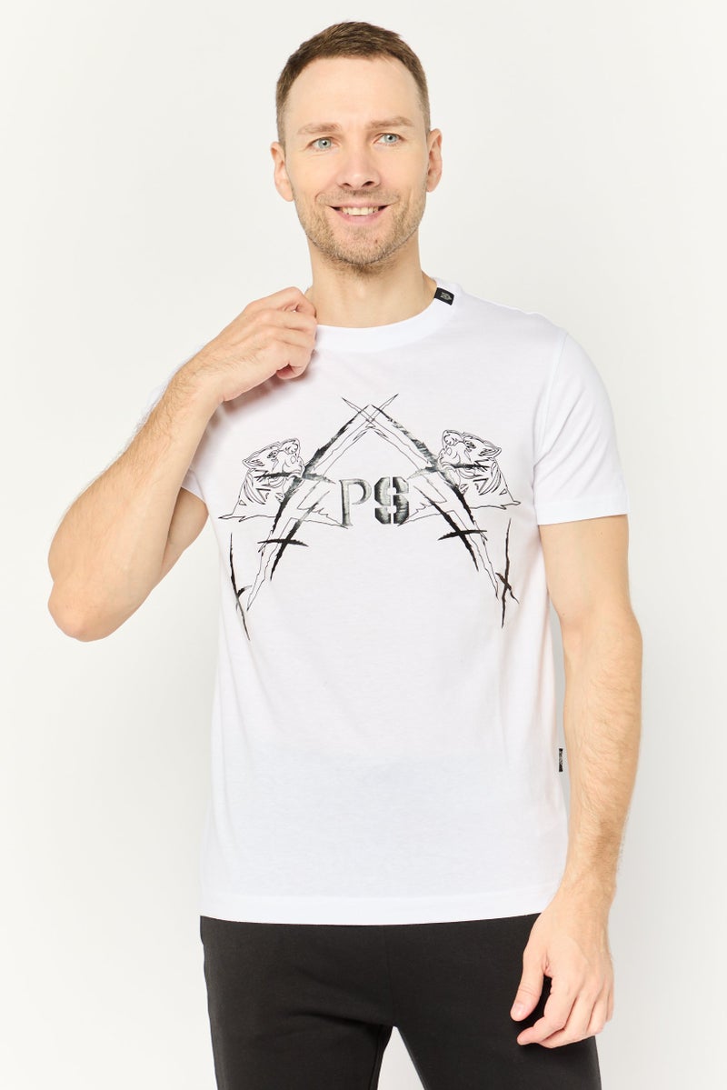 PHILIPP PLEIN Plein Sport Men Sportswear Fit Short Sleeve Outdoor T Shirt, White - Image 1