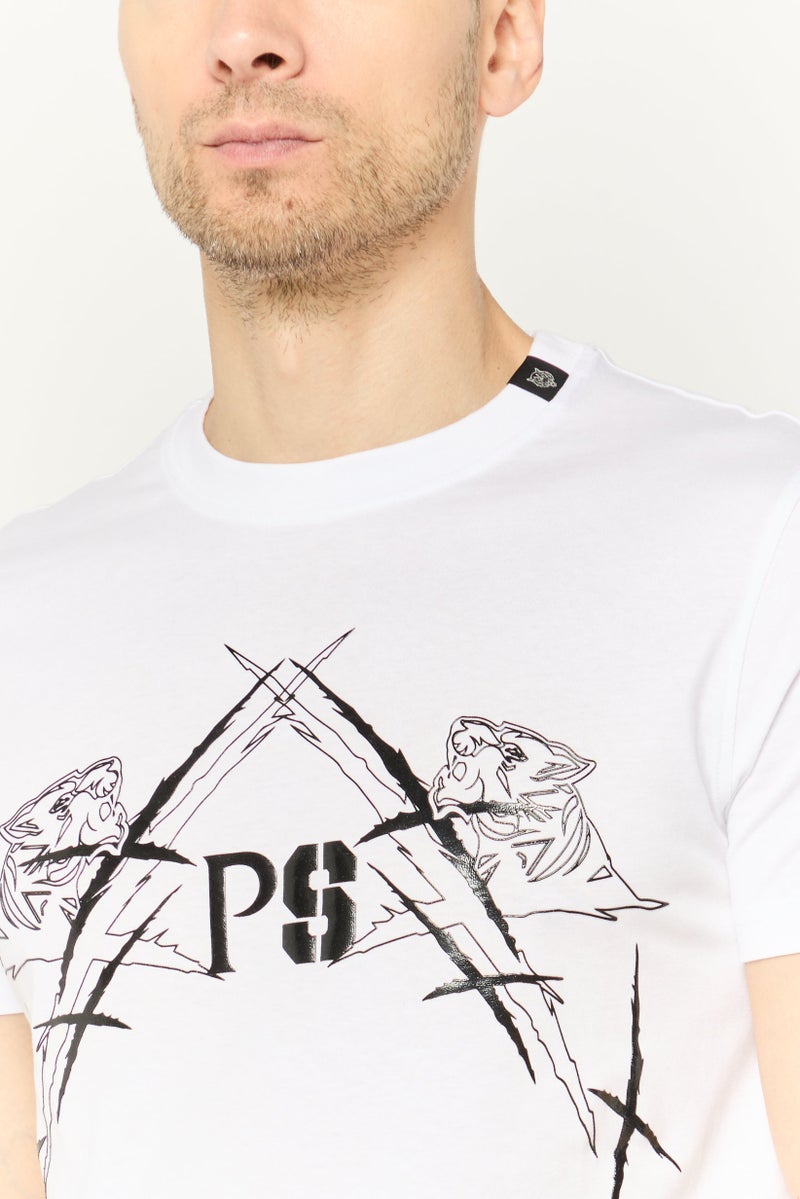 PHILIPP PLEIN Plein Sport Men Sportswear Fit Short Sleeve Outdoor T Shirt, White - Image 3