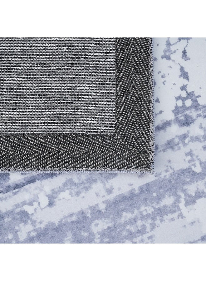 Home Box Ontario Kolam Printed Flannel Rug - Blue and White - Image 5