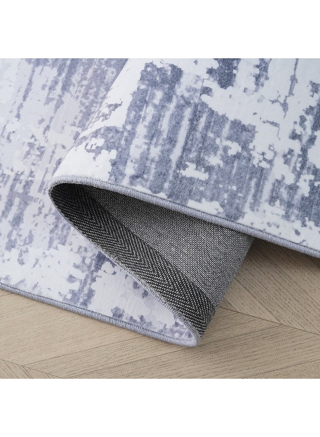 Home Box Ontario Kolam Printed Flannel Rug - Blue and White - Image 4