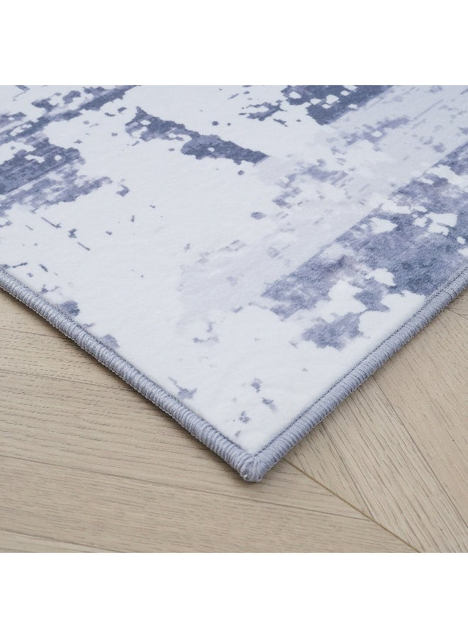 Home Box Ontario Kolam Printed Flannel Rug - Blue and White - Image 3