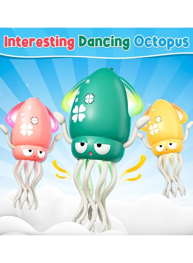 Dancing Octopus Baby Toy, Electric Crawling Octopus Tummy Time Toy, Rechargeable Magic Dancing Music Squid for 3 4 5 6 Year Old Kids Boy Girl Birthday Gifts, Funny Squid for Office Desk Decor, Pink - Image 3